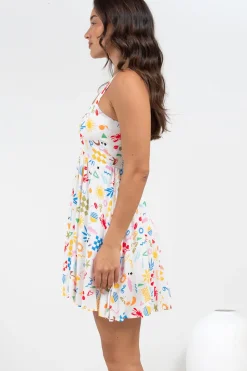 Bliss Mini Dress - Square Neckline Tiered Sun Dress in Soliel Print><noscript><img width=