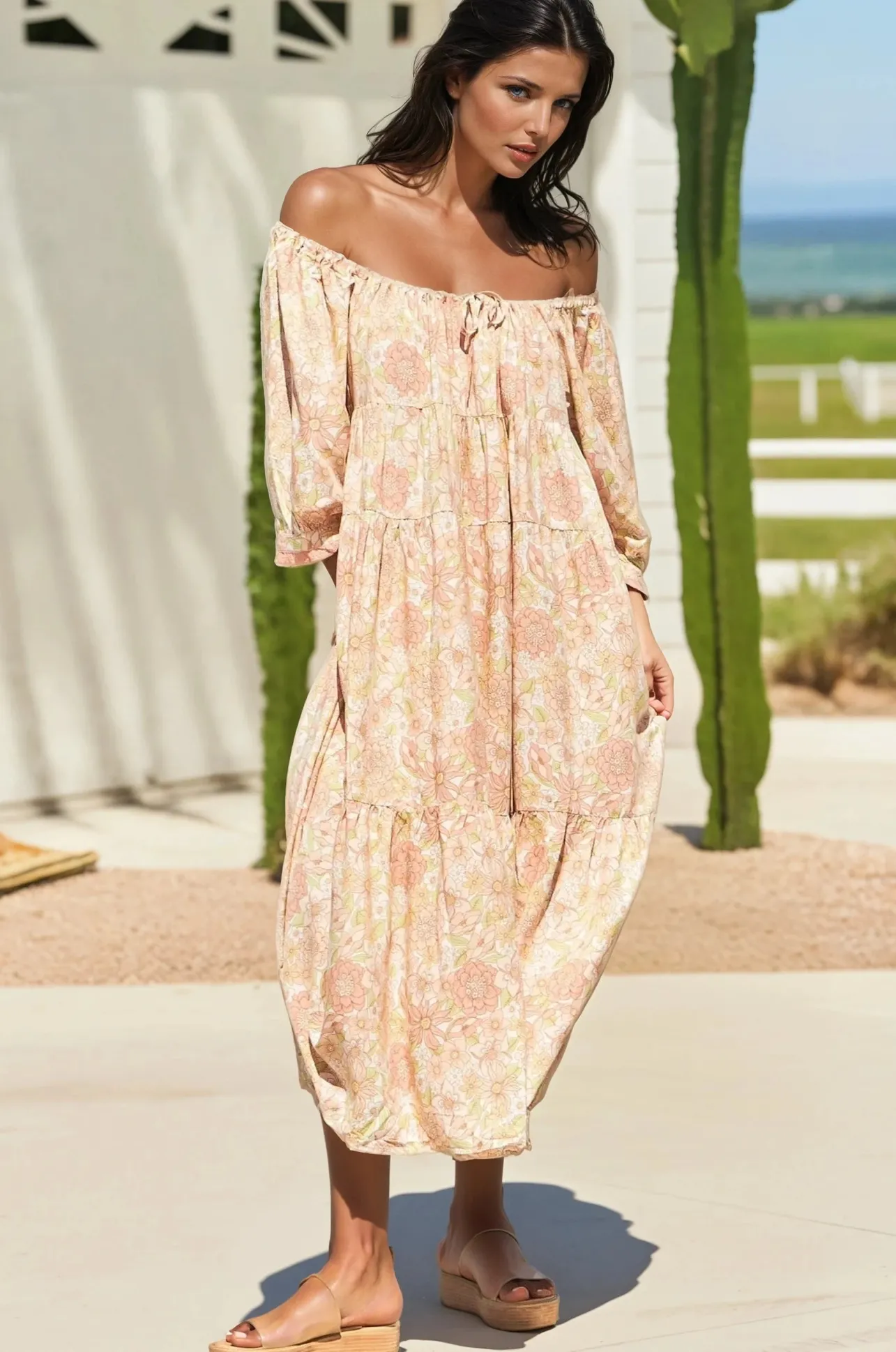 Blossom Maxi Dress - Round Neckline with in Tigerlily Print>Jaase Sale