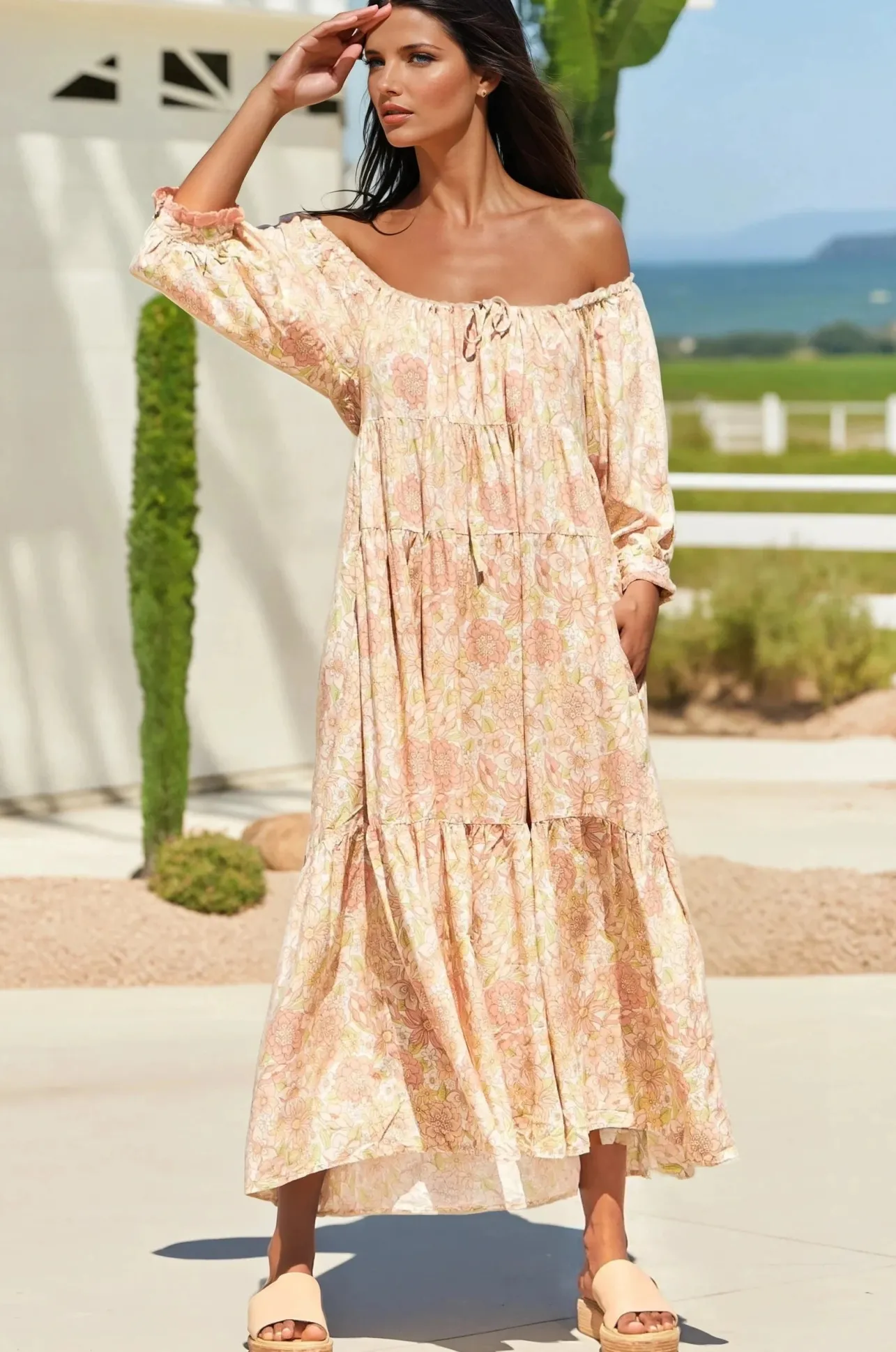 Blossom Maxi Dress - Round Neckline with in Tigerlily Print>Jaase Sale