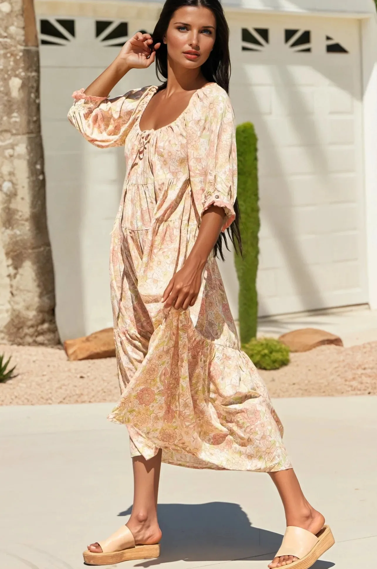 Blossom Maxi Dress - Round Neckline with in Tigerlily Print>Jaase Sale