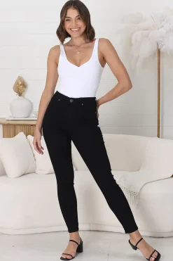 Bob Jeans - High Waist Stretch Skinny Leg Jeans in Black><noscript><img width=