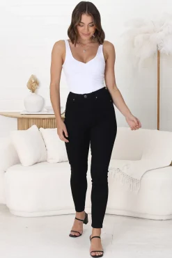 Bob Jeans - High Waist Stretch Skinny Leg Jeans in Black><noscript><img width=