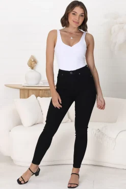 Bob Jeans - High Waist Stretch Skinny Leg Jeans in Black><noscript><img width=