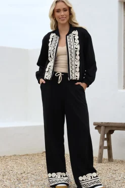Bohdi Joggers - High Waisted Straight Leg Decaled Jogger in Black><noscript><img width=