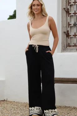 Bohdi Joggers - High Waisted Straight Leg Decaled Jogger in Black><noscript><img width=