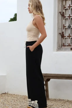 Bohdi Joggers - High Waisted Straight Leg Decaled Jogger in Black><noscript><img width=