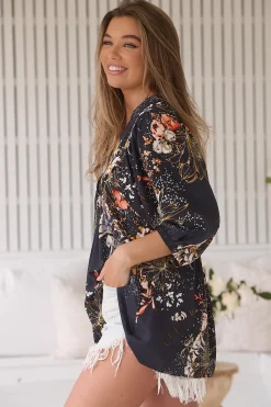 Boheme Blouse - Thick Collar Smock Blouse in Indigo Print><noscript><img width=