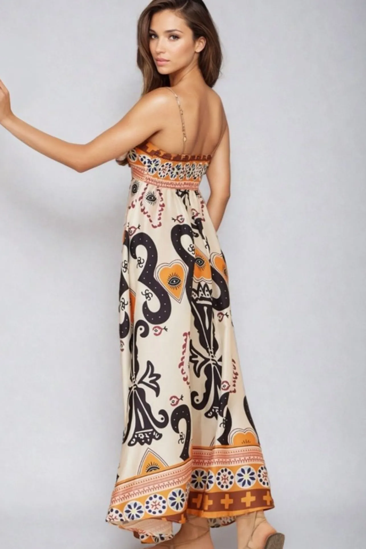 Bonita Maxi Dress - Spaghetti Strap Sun Dress in Belrae Print>Salty Crush Sale
