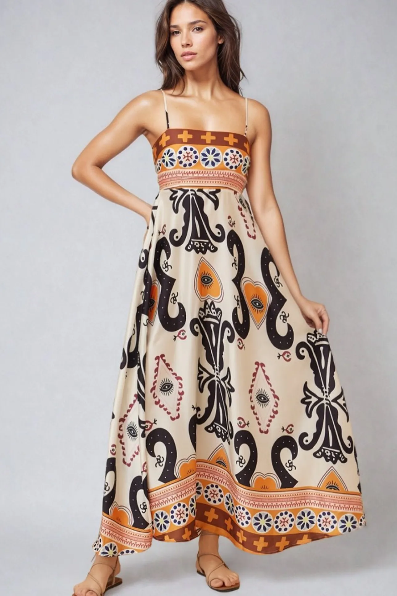 Bonita Maxi Dress - Spaghetti Strap Sun Dress in Belrae Print>Salty Crush Sale