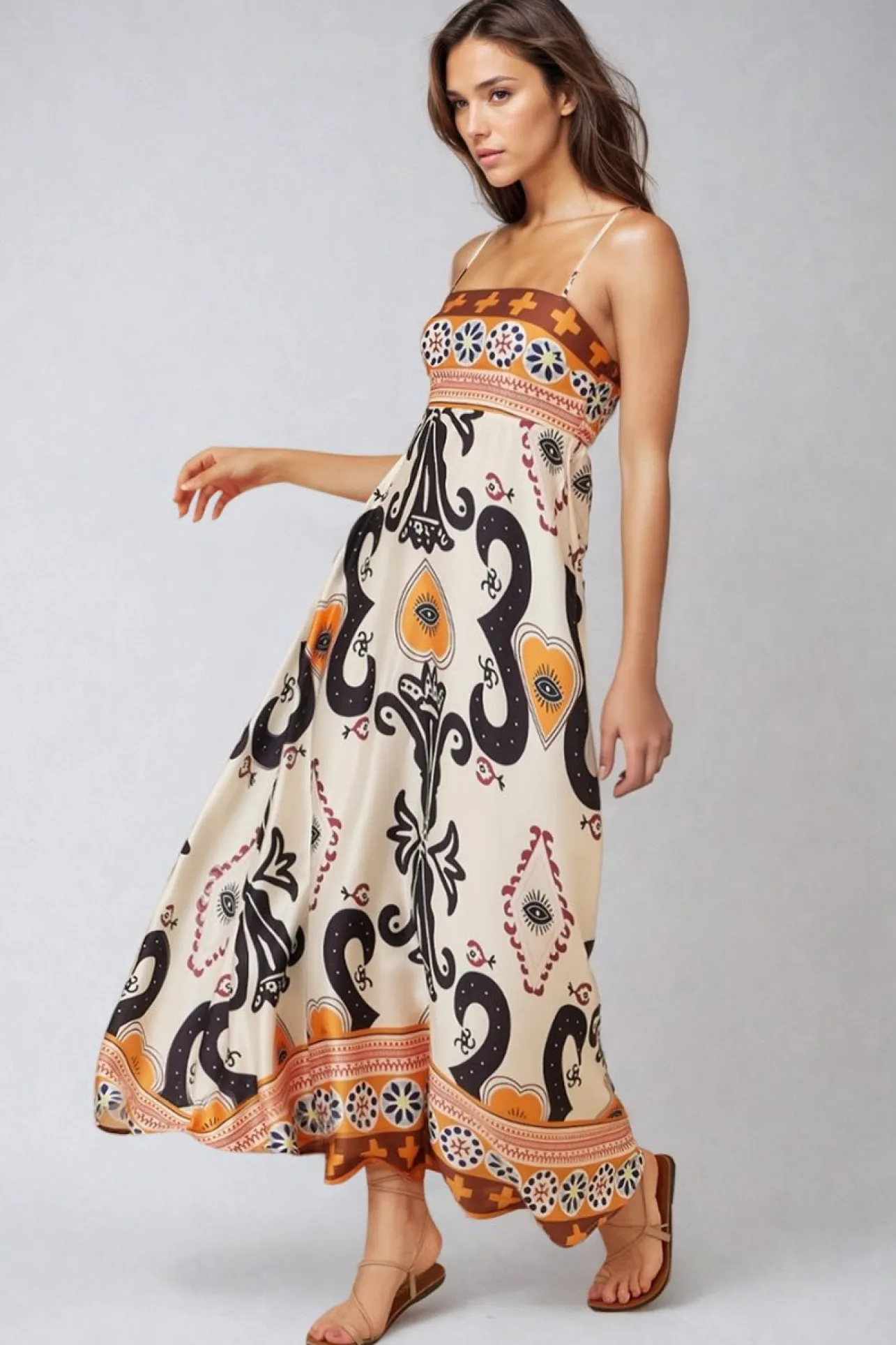 Bonita Maxi Dress - Spaghetti Strap Sun Dress in Belrae Print>Salty Crush Sale
