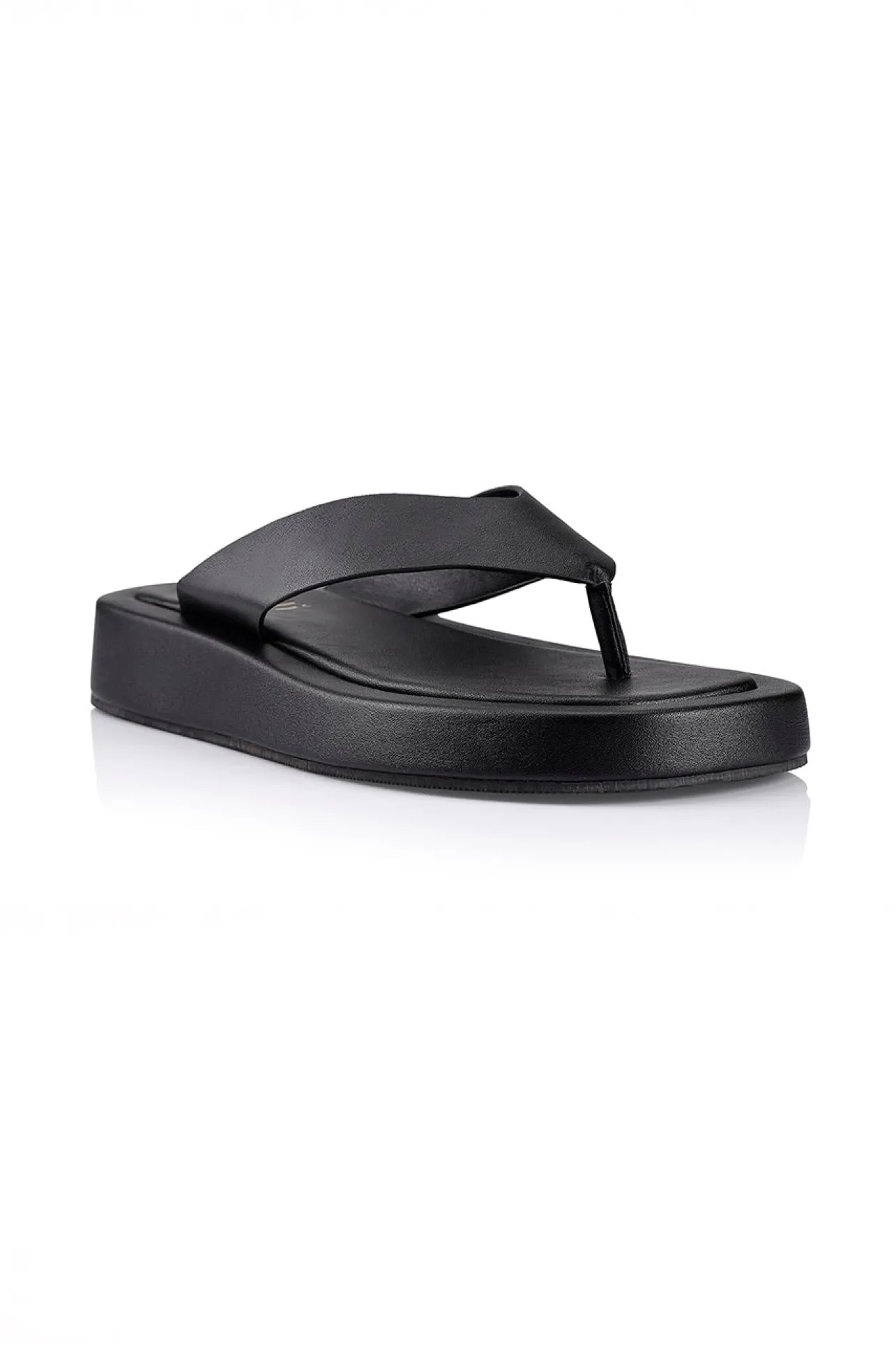 Bouncer II Flatform Thongs - Black Smooth>Verali Clearance
