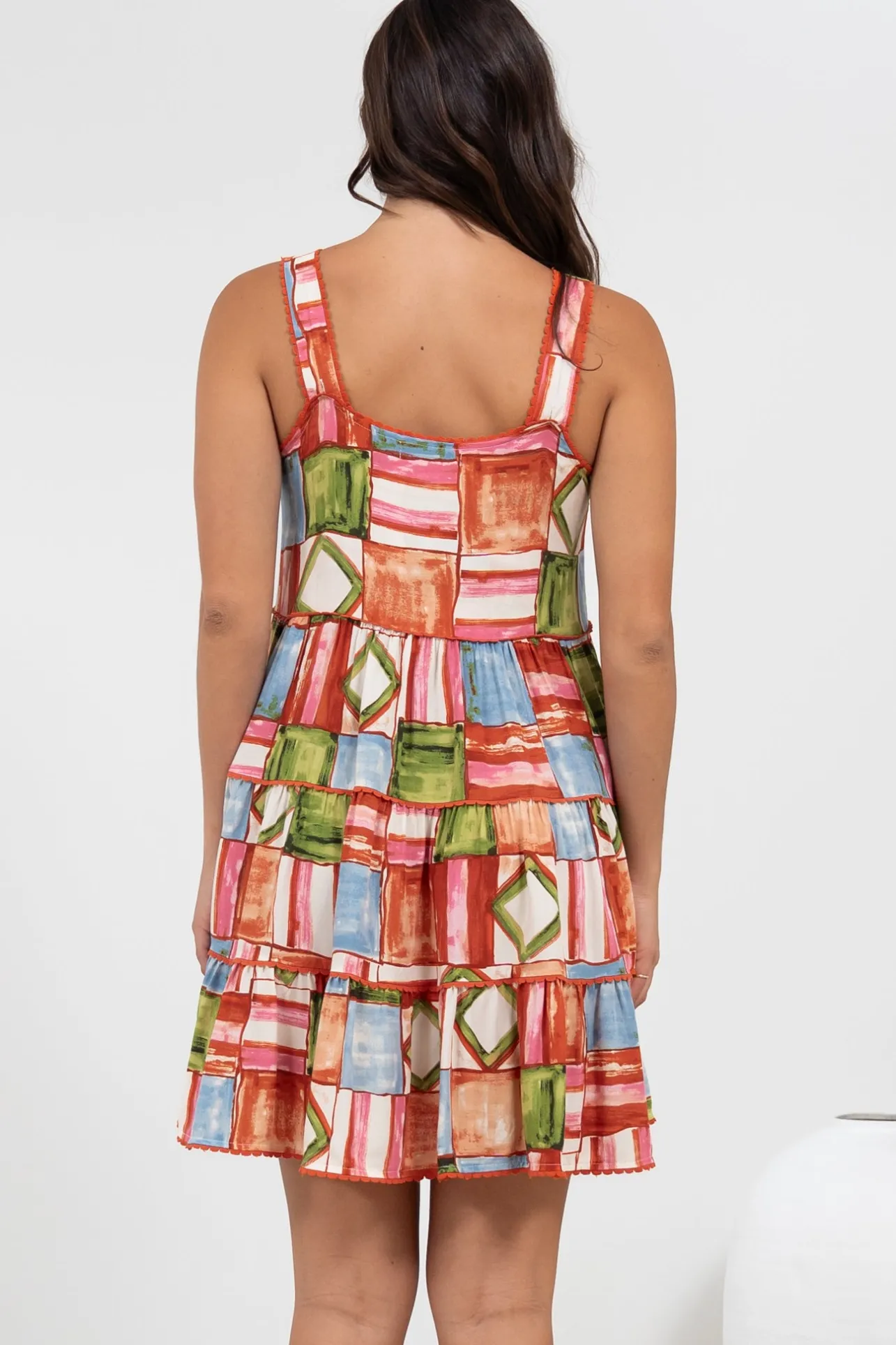 Bronte Mini Dress - Scallop Trim Tiered Sun Dress in Tami Print>Salty Crush Sale