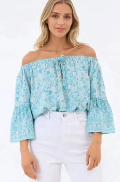 Carissa Top - On or Off Shoulder Pull Over Top in Siena Print><noscript><img width=