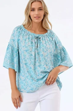 Carissa Top - On or Off Shoulder Pull Over Top in Siena Print><noscript><img width=