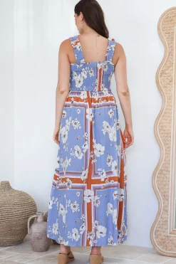 Carmelle Maxi Dress - Thick Strap Elasticated Bodice Sun Dress in Trinity Print><noscript><img width=
