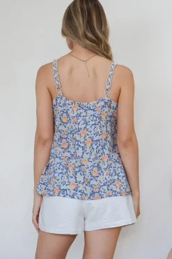 Caty Top - Adjustable Strap Buttoned Down Cami in Keani Print><noscript><img width=