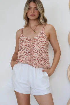 Caty Top - Adjustable Strap Buttoned Down Cami in Chiara Print><noscript><img width=