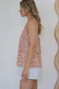 Caty Top - Adjustable Strap Buttoned Down Cami in Chiara Print><noscript><img width=