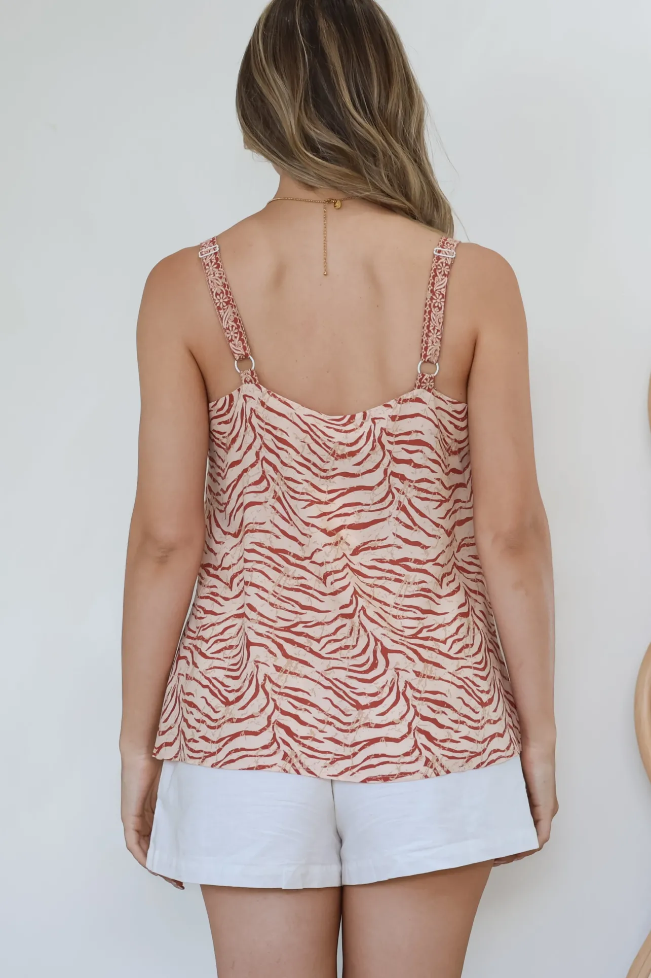 Caty Top - Adjustable Strap Buttoned Down Cami in Chiara Print>Salty Crush Best