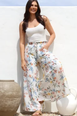 Charli Pants - Paper Bag High Waisted Wide Leg Pants in Veronica Print><noscript><img width=