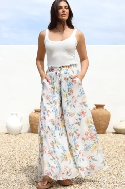 Charli Pants - Paper Bag High Waisted Wide Leg Pants in Veronica Print><noscript><img width=