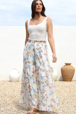 Charli Pants - Paper Bag High Waisted Wide Leg Pants in Veronica Print><noscript><img width=