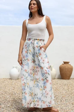 Charli Pants - Paper Bag High Waisted Wide Leg Pants in Veronica Print><noscript><img width=