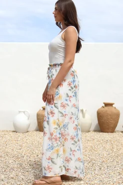 Charli Pants - Paper Bag High Waisted Wide Leg Pants in Veronica Print><noscript><img width=