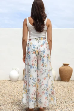 Charli Pants - Paper Bag High Waisted Wide Leg Pants in Veronica Print><noscript><img width=
