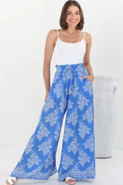 Charli Pants - Paper Bag High Waisted Wide Leg Pants in Bridgette Print>Salty Crush Sale