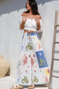 Charli Pants - Paper Bag High Waisted Wide Leg Pants in Sylas Print><noscript><img width=