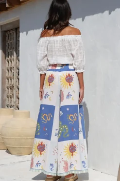 Charli Pants - Paper Bag High Waisted Wide Leg Pants in Sylas Print><noscript><img width=