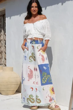 Charli Pants - Paper Bag High Waisted Wide Leg Pants in Sylas Print><noscript><img width=