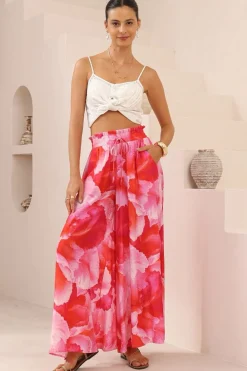 Charli Pants - Paper Bag High Waisted Wide Leg Pants in Greta Print>Salty Crush Sale