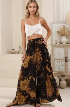Charli Pants - Paper Bag High Waisted Wide Leg Pants in Goldie Print>Salty Crush Sale