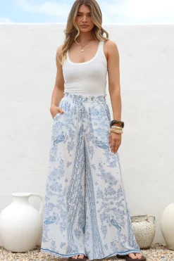 Charli Pants - Paper Bag High Waisted Wide Leg Pants in Josie Print>Salty Crush Best
