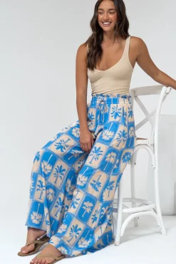 Charli Pants - Paper Bag High Waisted Wide Leg Pants in Maxima Print>Salty Crush Clearance