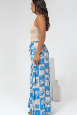 Charli Pants - Paper Bag High Waisted Wide Leg Pants in Maxima Print><noscript><img width=
