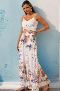 Charli Pants - Paper Bag High Waisted Wide Leg Pants in Adelia Print><noscript><img width=