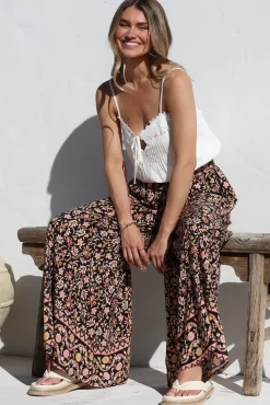 Charli Pants - Paper Bag High Waisted Wide Leg Pants in Amirah Print><noscript><img width=