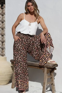 Charli Pants - Paper Bag High Waisted Wide Leg Pants in Amirah Print><noscript><img width=