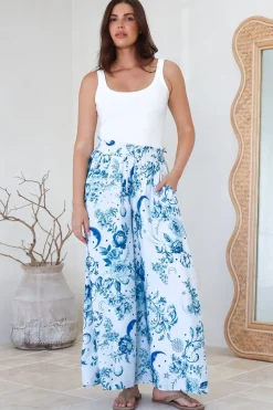 Charli Pants - Paper Bag High Waisted Wide Leg Pants in Runa Print><noscript><img width=