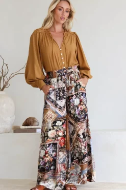 Charli Pants - Paper Bag High Waisted Wide Leg Pants in Elaine Print><noscript><img width=