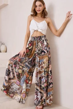 Charli Pants - Paper Bag High Waisted Wide Leg Pants in Elaine Print><noscript><img width=