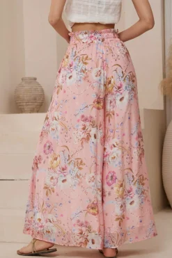 Charli Pants - Paper Bag High Waisted Wide Leg Pants in Ginnee Print><noscript><img width=