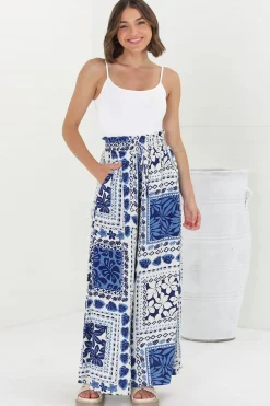 Charli Pants - Paper Bag High Waisted Wide Leg Pants in Halia Print><noscript><img width=