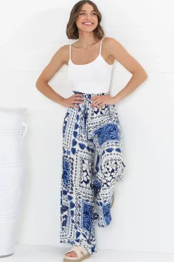 Charli Pants - Paper Bag High Waisted Wide Leg Pants in Halia Print><noscript><img width=