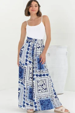 Charli Pants - Paper Bag High Waisted Wide Leg Pants in Halia Print><noscript><img width=