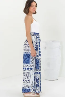 Charli Pants - Paper Bag High Waisted Wide Leg Pants in Halia Print><noscript><img width=
