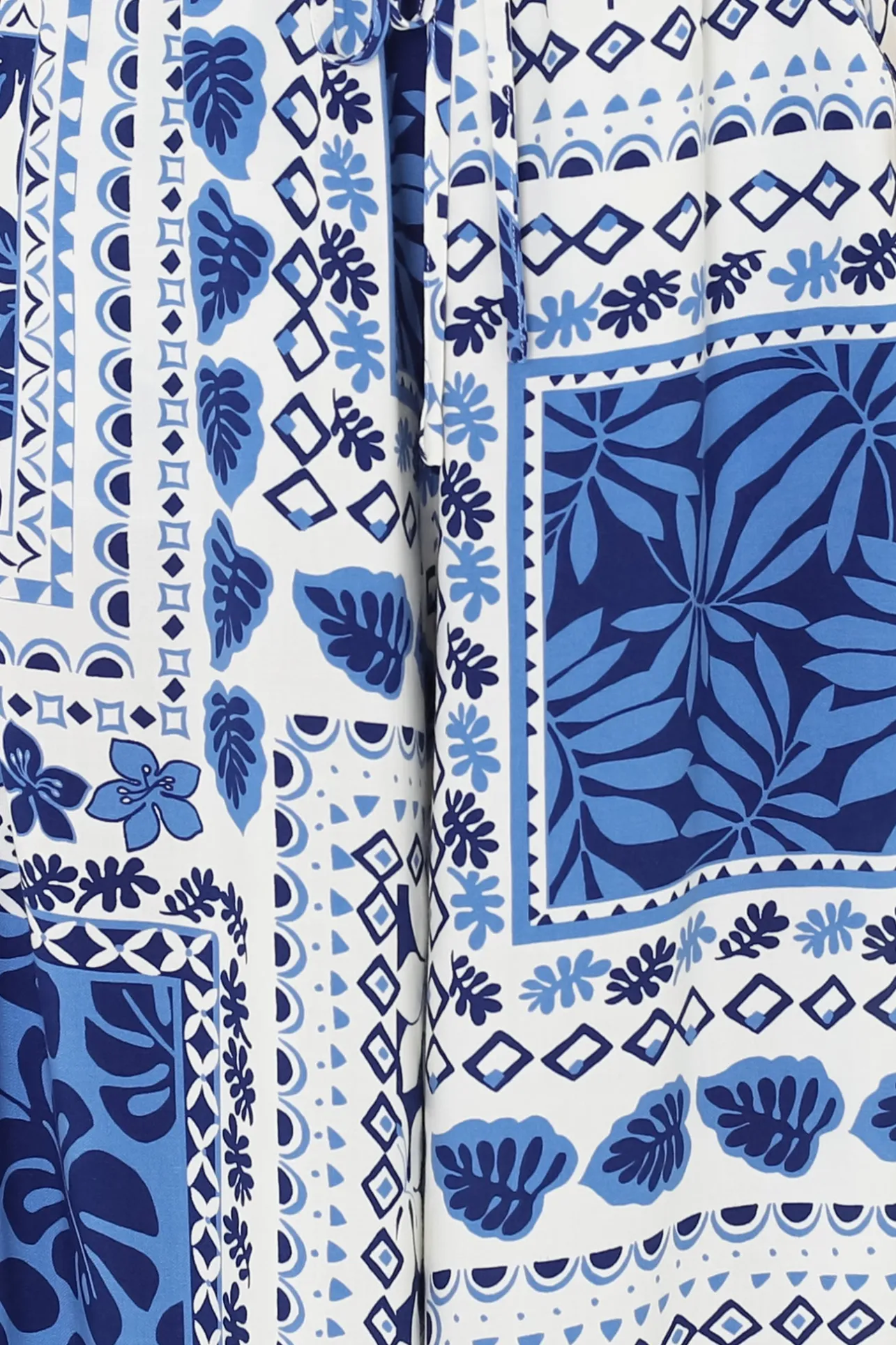 Charli Pants - Paper Bag High Waisted Wide Leg Pants in Halia Print>Salty Crush